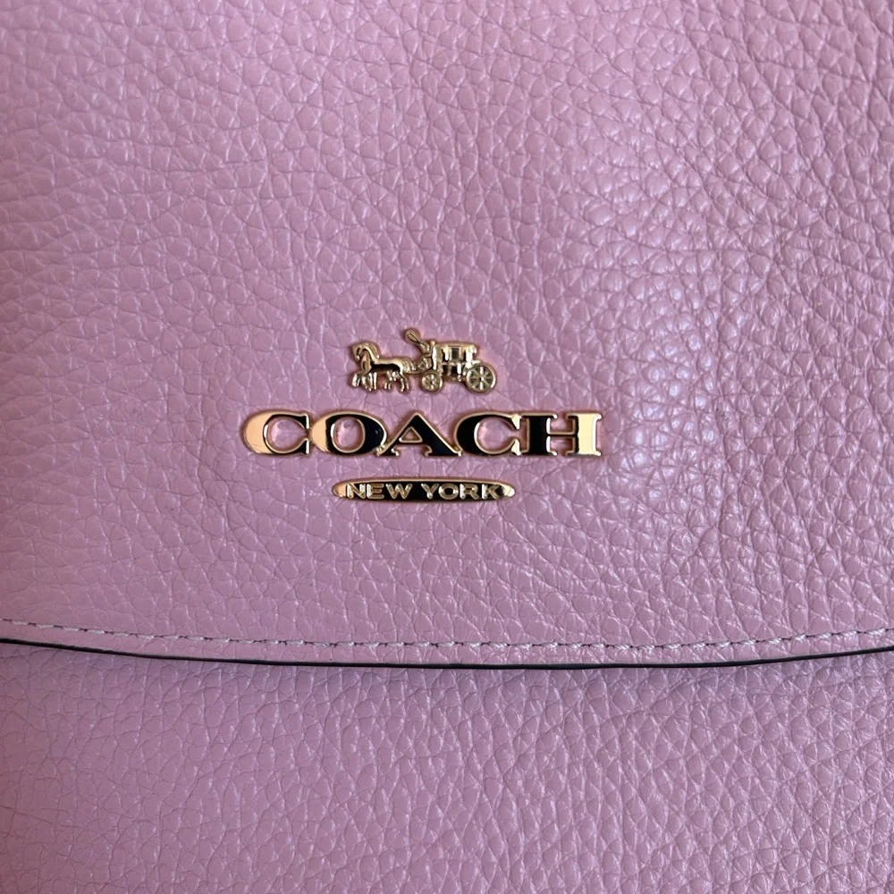 Coach Macie Saddle Bag Pink Pebbled Leather‎ Shoulder Bag Excellent